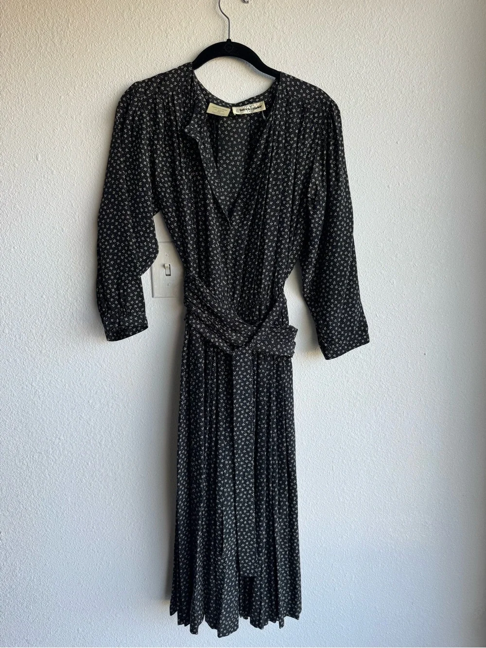 Vintage Franck Olivier Paris silk floral pleated midi dress